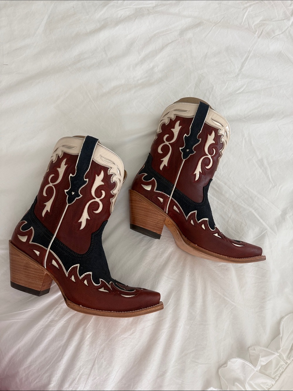 Ariat Western Ankle Boots in Brown, Black & Cream - Picture 3 of 7
